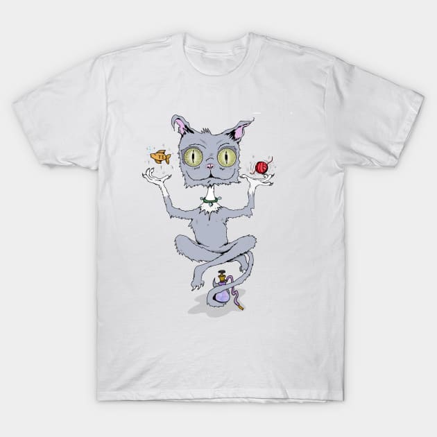 Psychedelic Cat Genie Full T-Shirt by KateVegaVisuarts